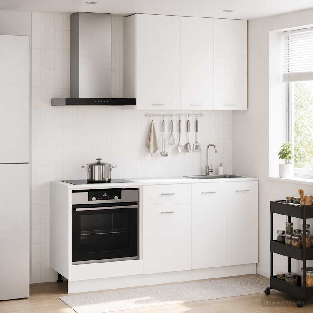 White Kitchen Cabinet Set 5 Piece Engineered Wood | Simplede