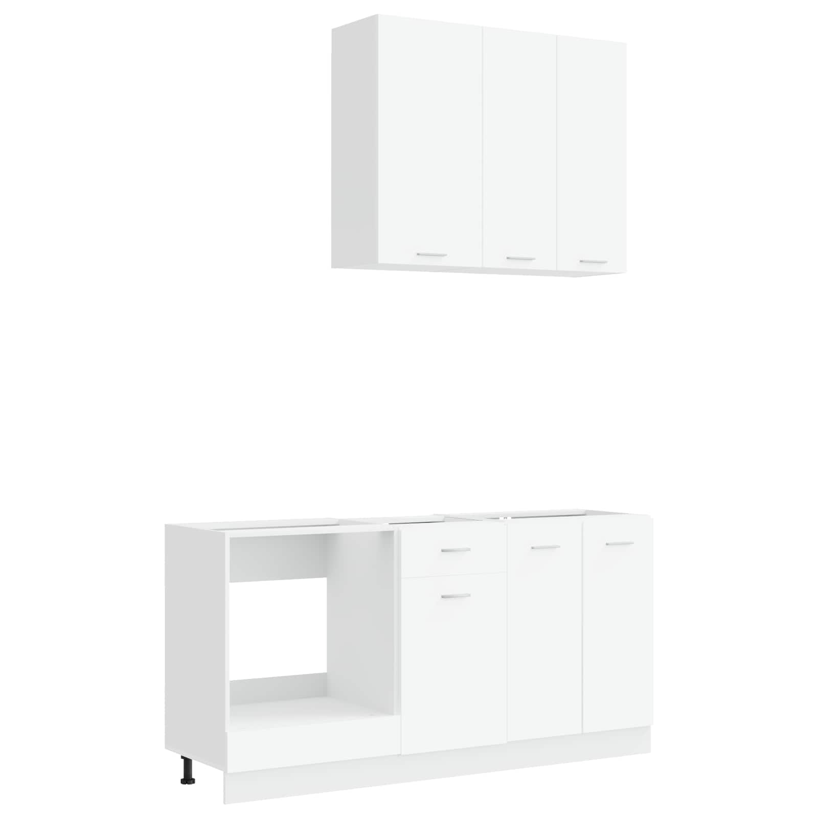 White Kitchen Cabinet Set 5 Piece Engineered Wood | Simplede