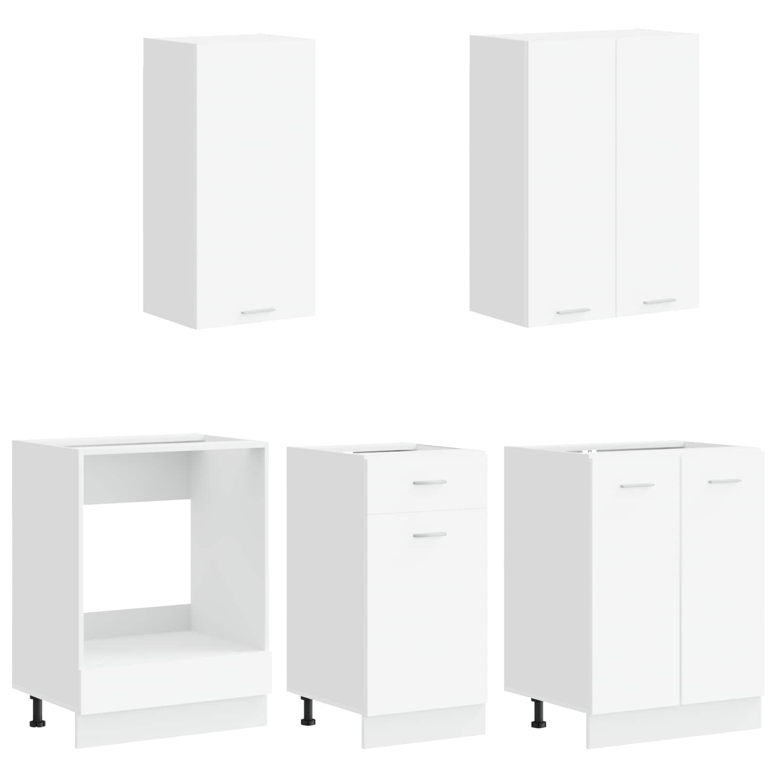 White Kitchen Cabinet Set 5 Piece Engineered Wood | Simplede