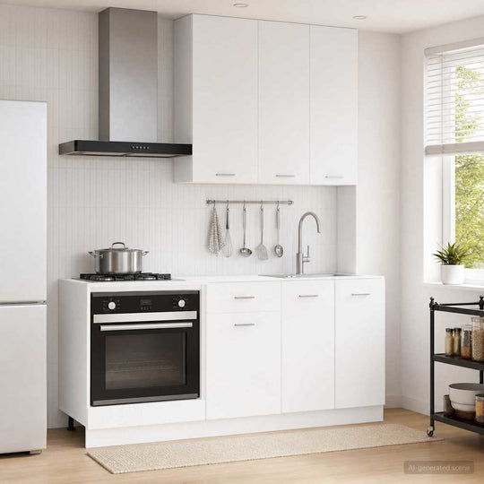 5-Piece Kitchen Cabinet Set White Engineered Wood | Simplede