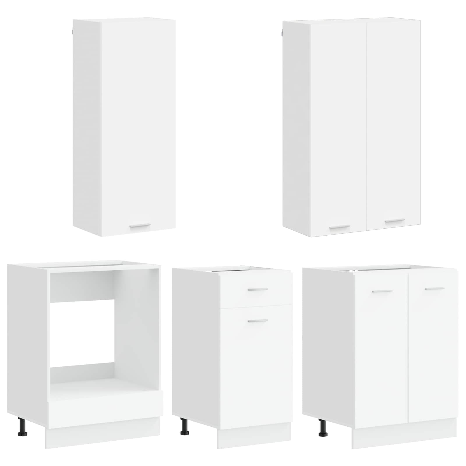 5-Piece Kitchen Cabinet Set White Engineered Wood | Simplede