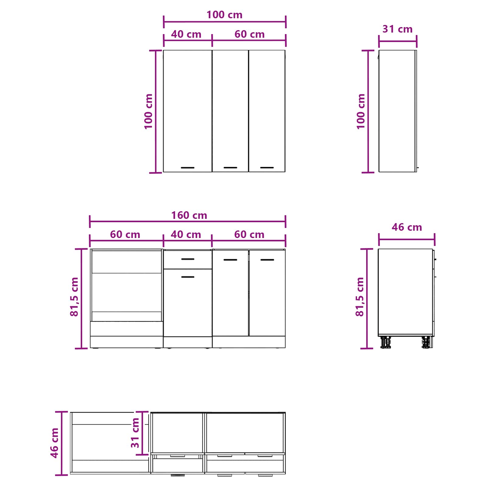 5-Piece Kitchen Cabinet Set White Engineered Wood | Simplede