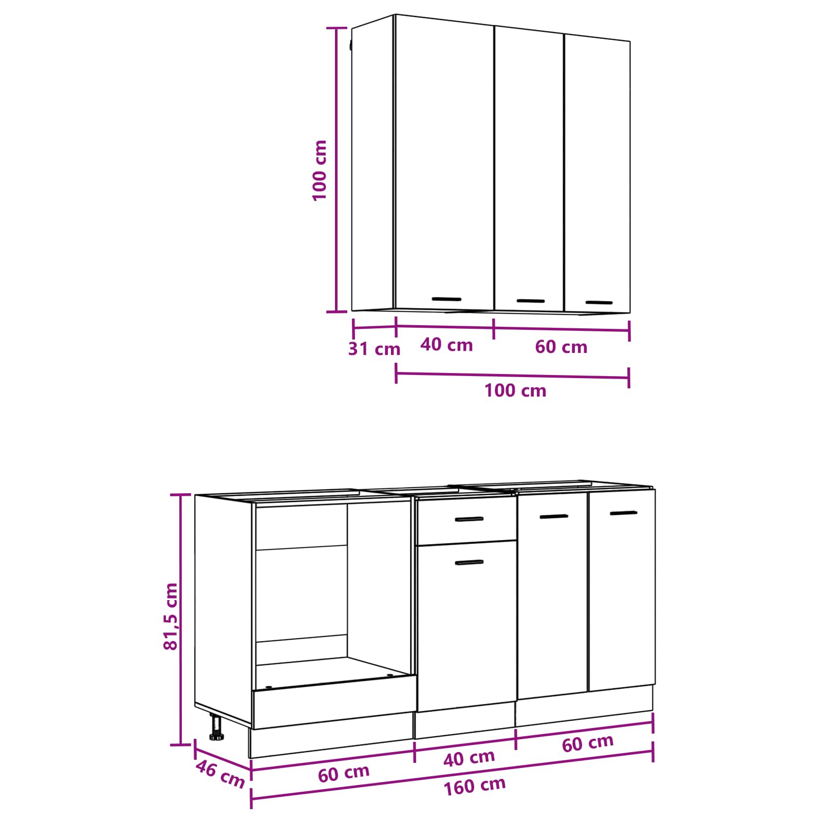 5-Piece Kitchen Cabinet Set White Engineered Wood | Simplede
