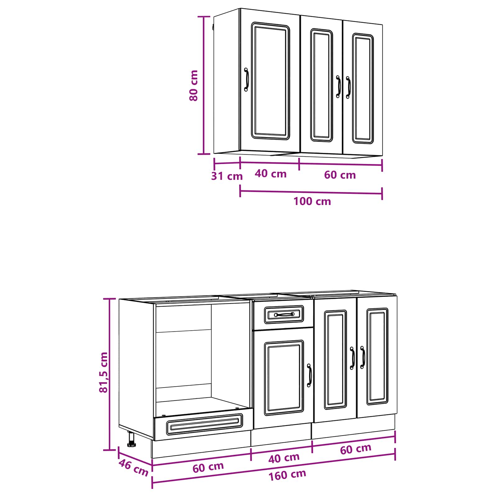 Black Kitchen Cabinet Set 5 Piece | Simpledeals