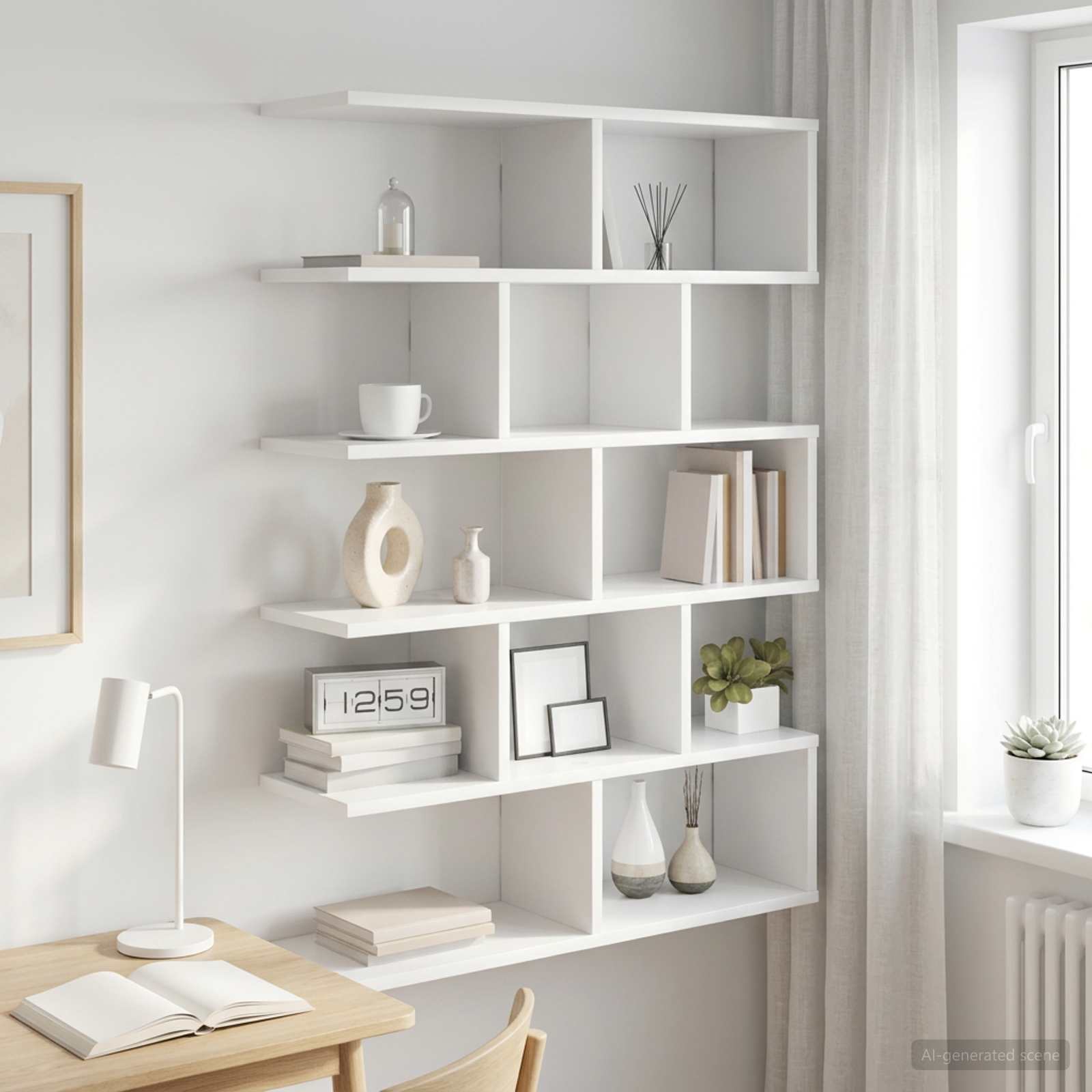 White Wall Shelf 12 Compartments 70x100cm | Simpledeals