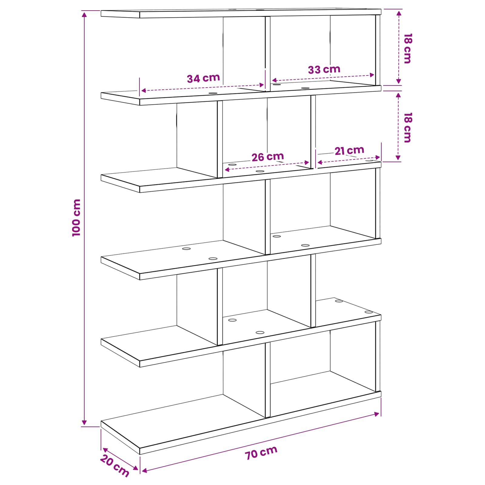 White Wall Shelf 12 Compartments 70x100cm | Simpledeals