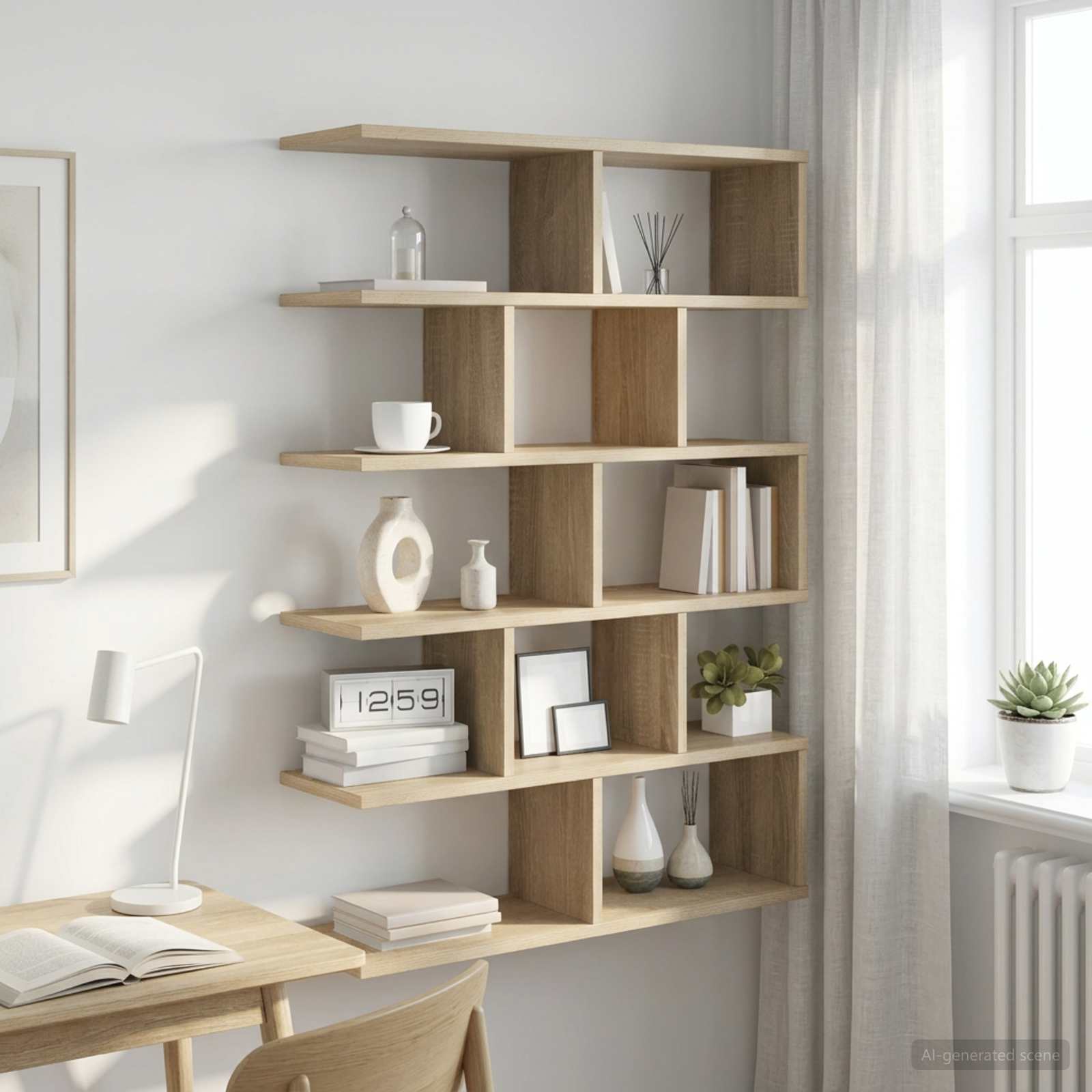 Wall Shelf 12 Compartments Sonoma Oak 100cm | Simpledeals