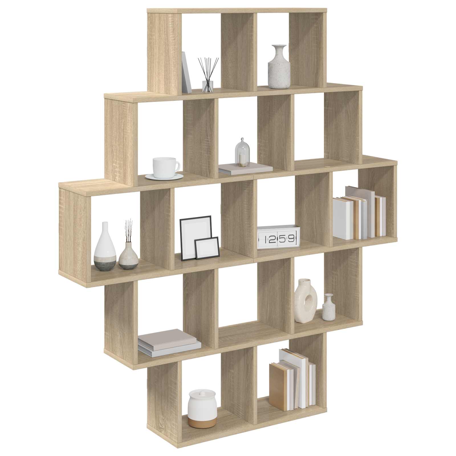 Wall Shelf 14 Compartment Sonoma Oak 136cm | Simpledeals