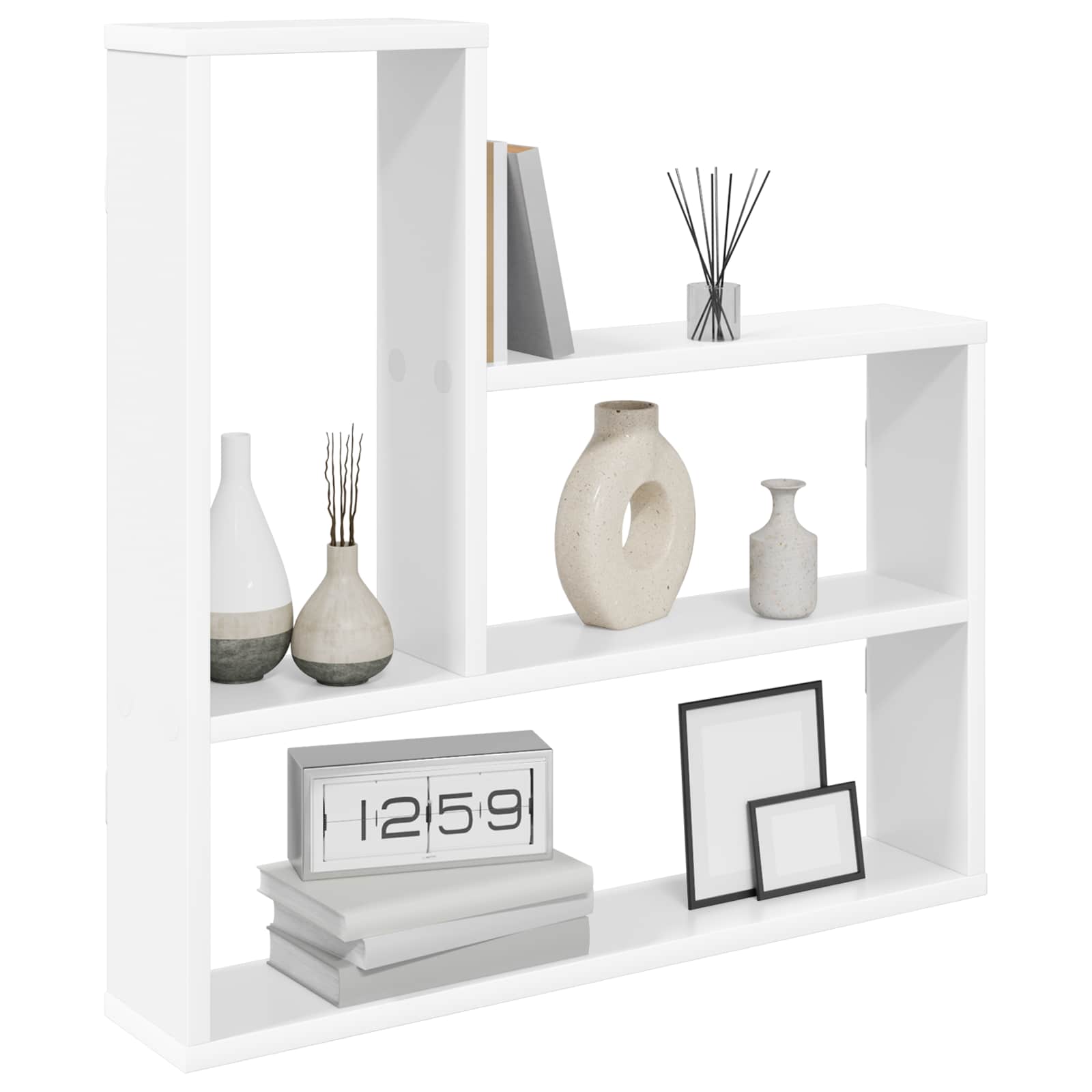 White Wall Shelf 3 Compartments 60cm | Simpledeals