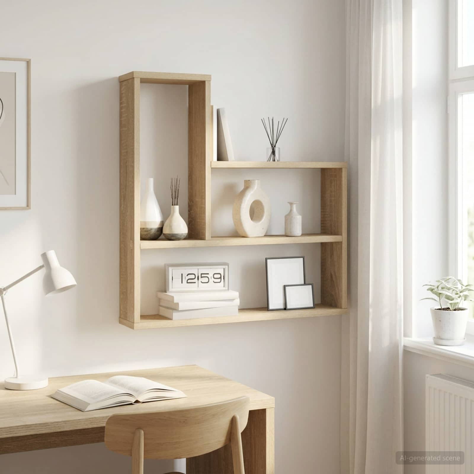 Wall Shelf Sonoma Oak 3 Compartment 60cm | Simpledeals