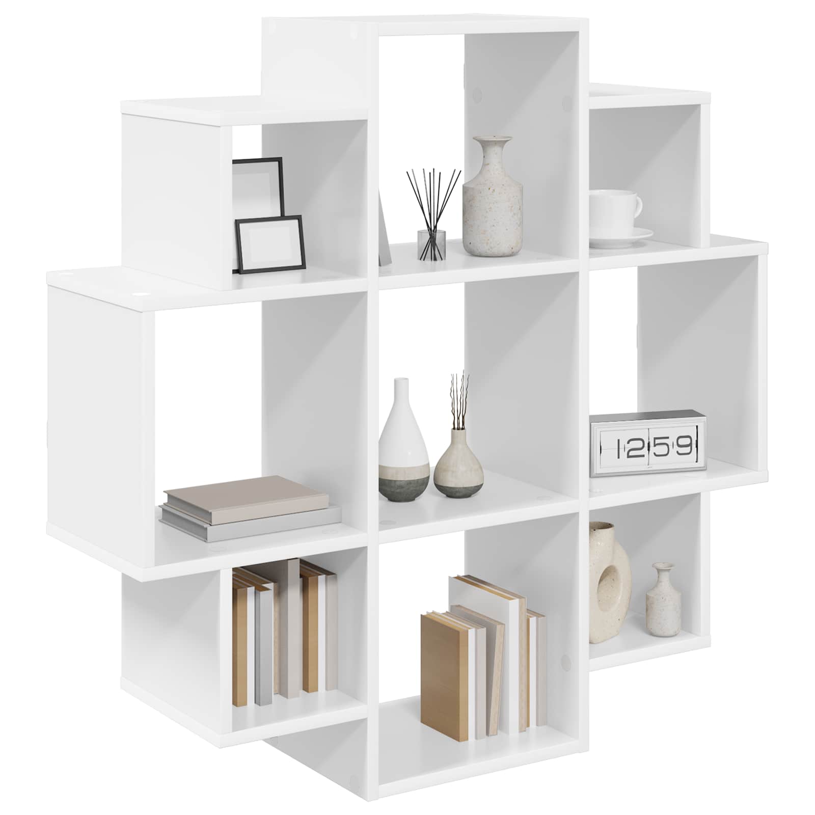 White Wall Shelf 9 Compartments 90cm | Simpledeals