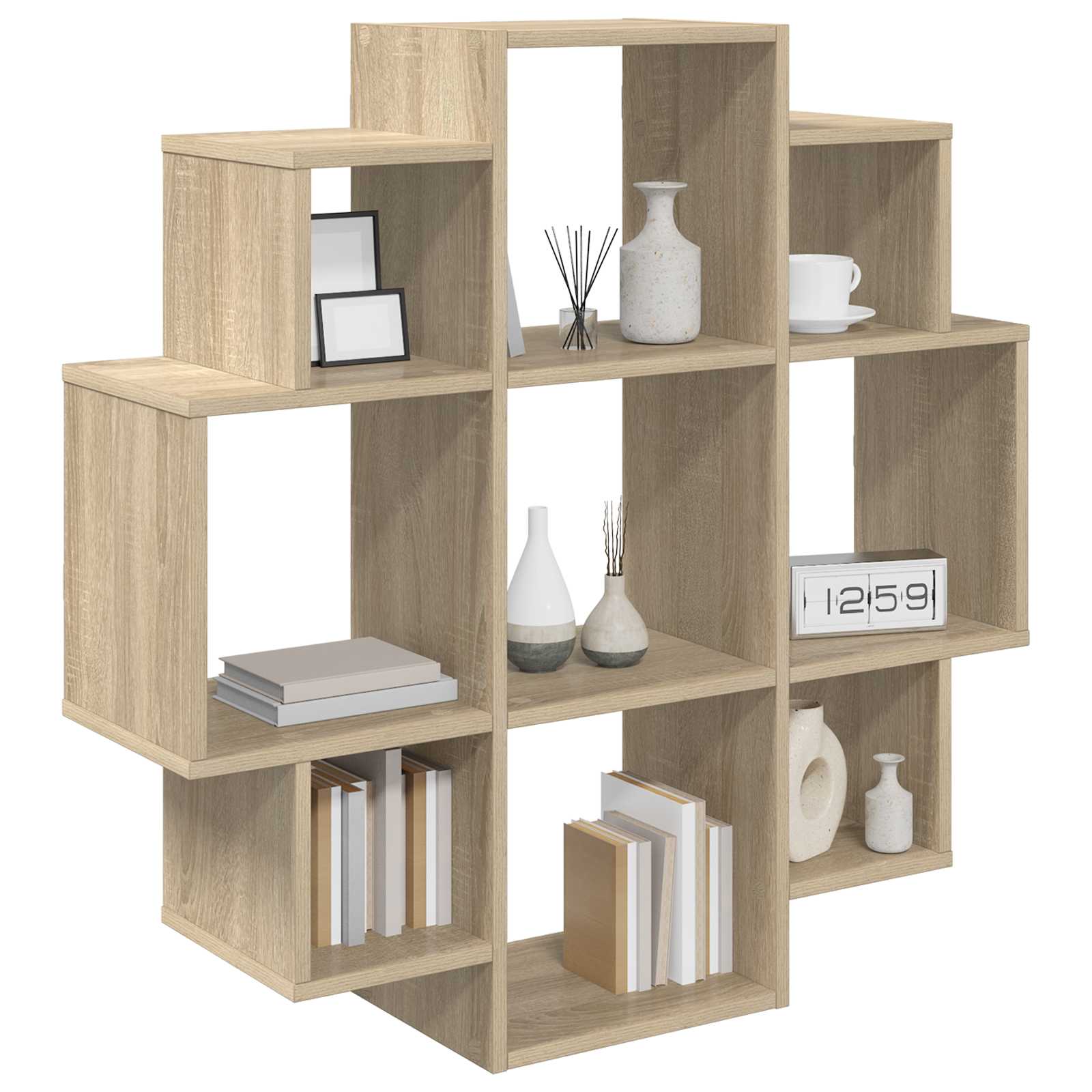 Wall Shelf 9 Compartments Sonoma Oak 90cm | Simpledeals
