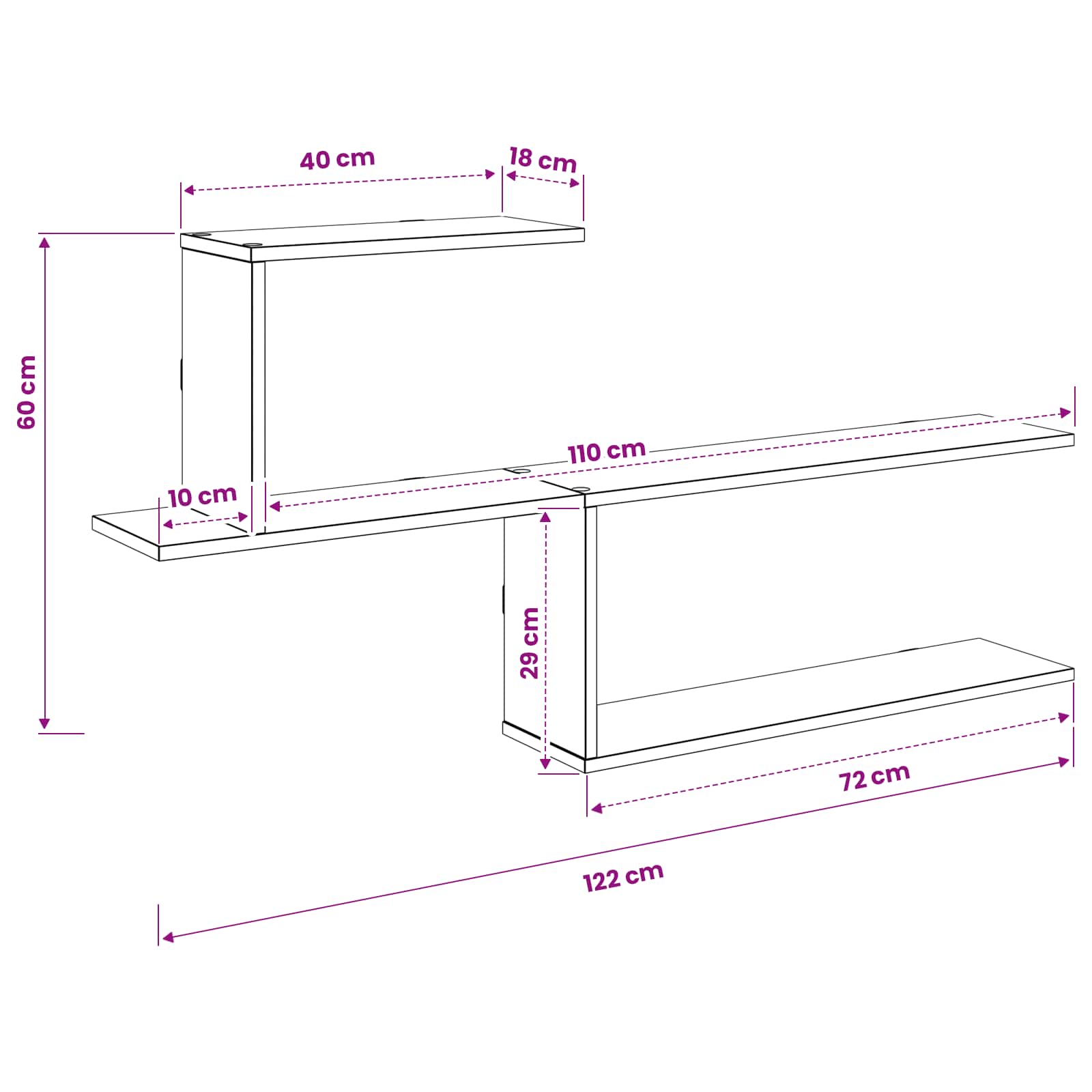 Wall Shelf Sonoma Oak 122cm Engineered Wood | Simpledeals
