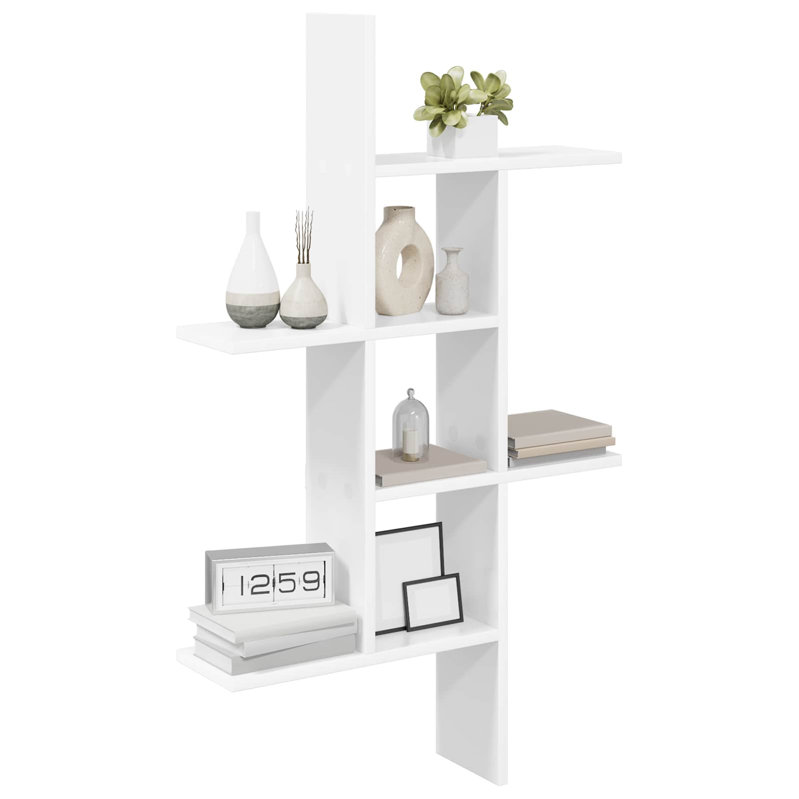 White Wall Shelf 5 Compartments 102cm | Simpledeals
