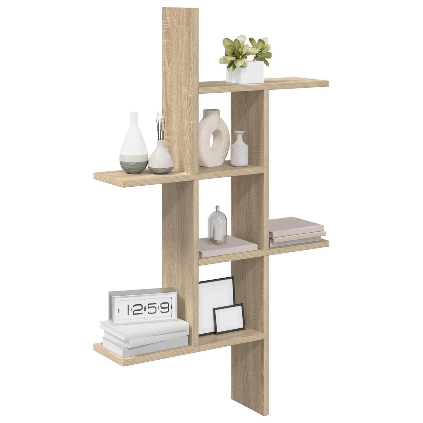 Wall Shelf 5 Compartment Sonoma Oak 102cm | Simpledeals