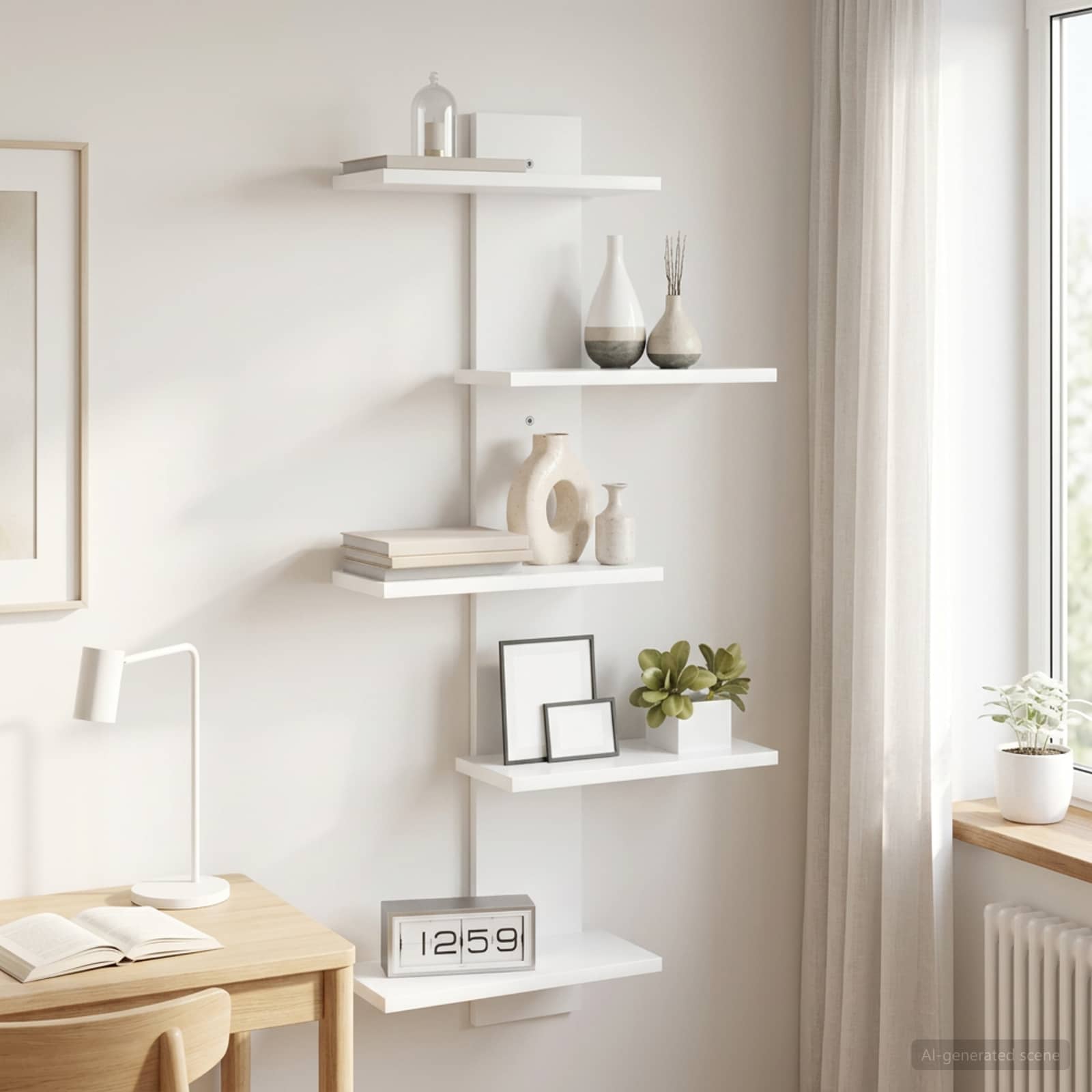 White Floating Wall Shelf 101cm Engineered Wood | Simpledeal