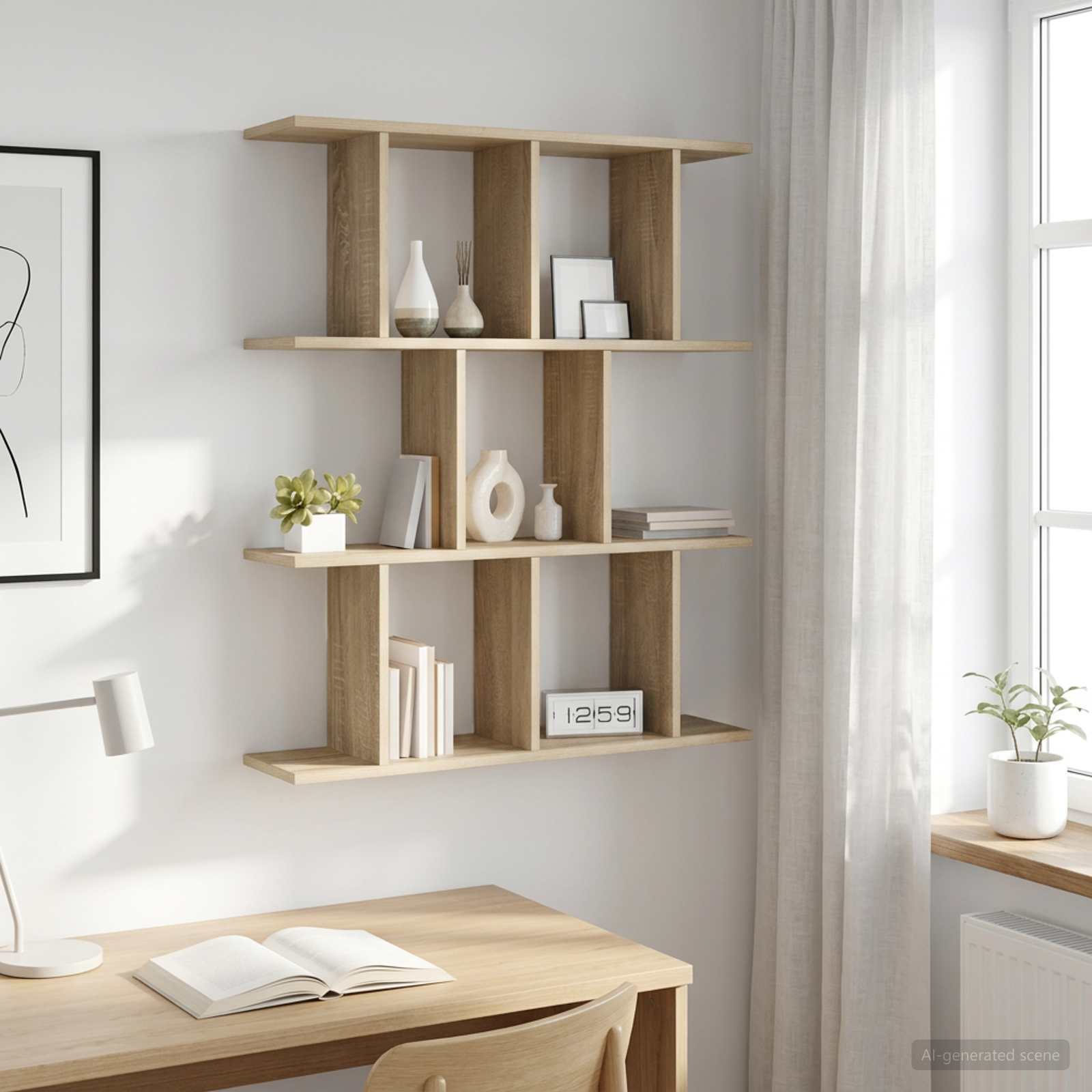 Wall Shelf 11 Compartment Sonoma Oak 80x96cm | Simpledeals