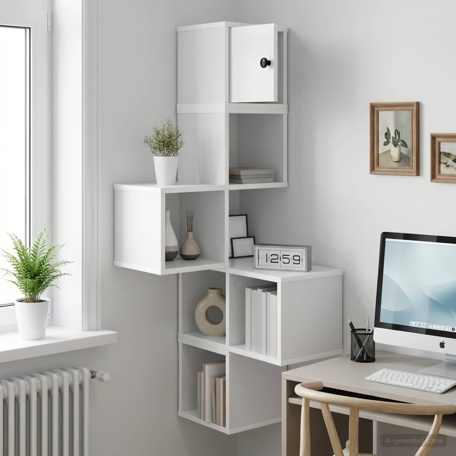 Corner Wall Shelf White 7-Tier 120cm | Simpledeals