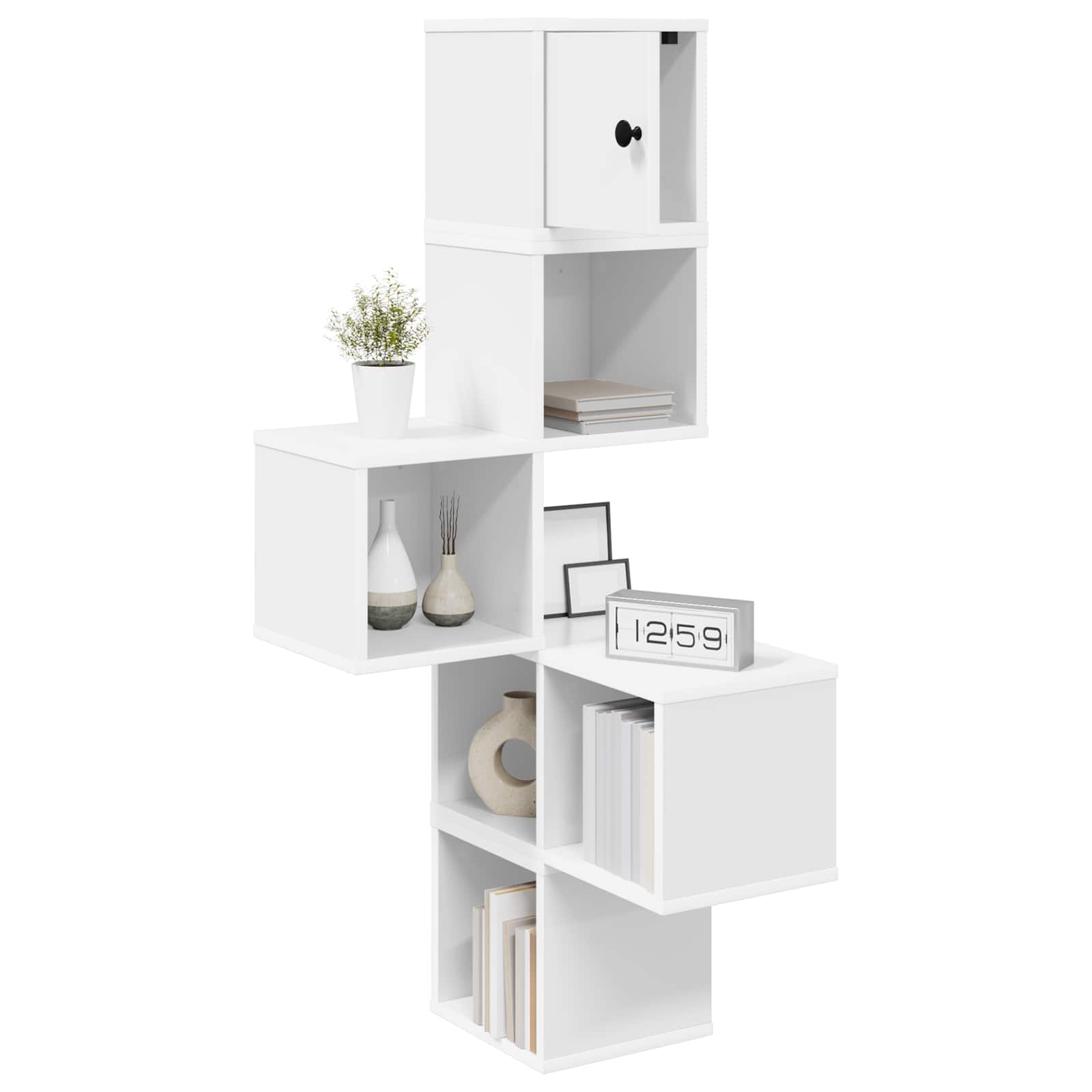 Corner Wall Shelf White 7-Tier 120cm | Simpledeals