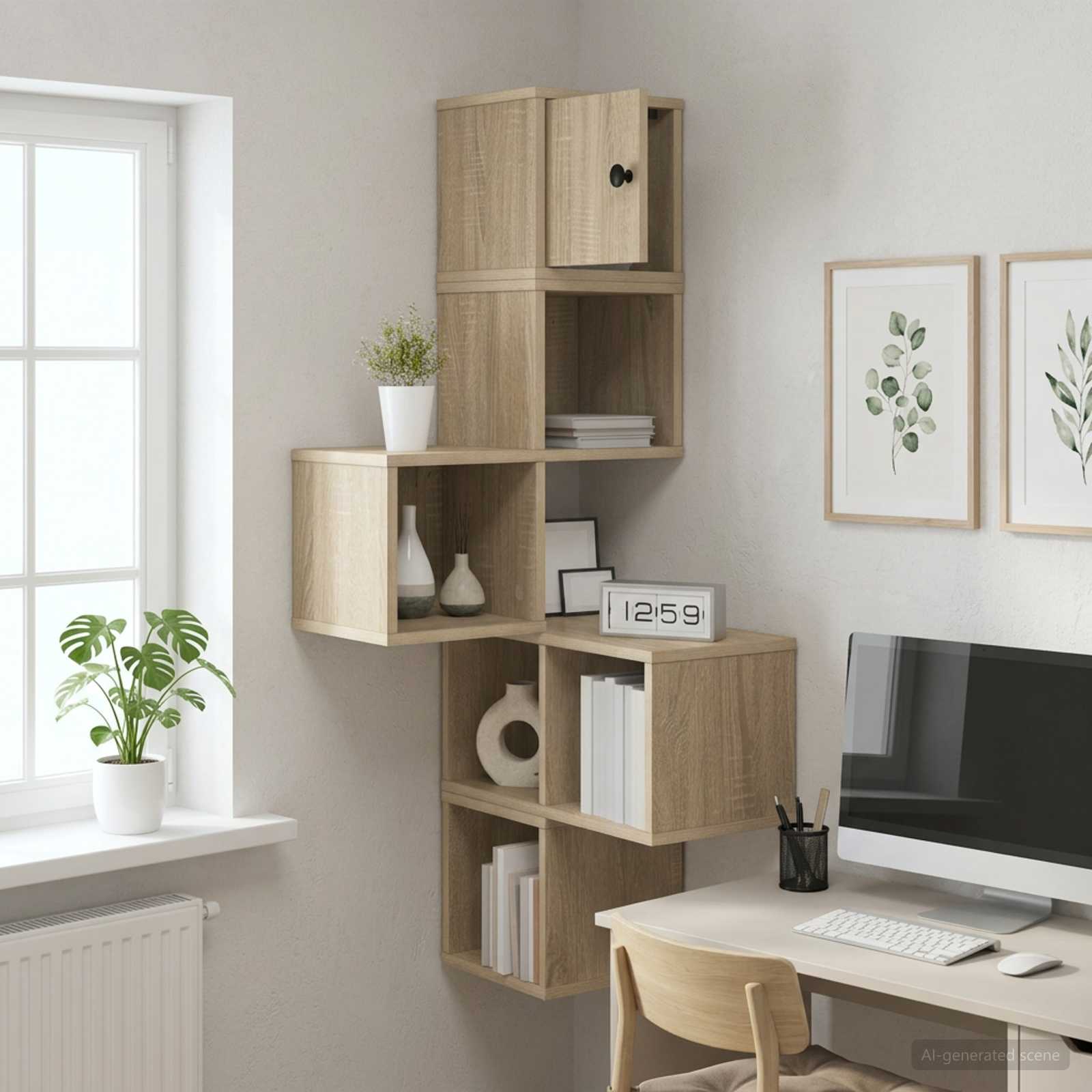 Corner Wall Shelf 7-Tier Sonoma Oak 120cm | Simpledeals