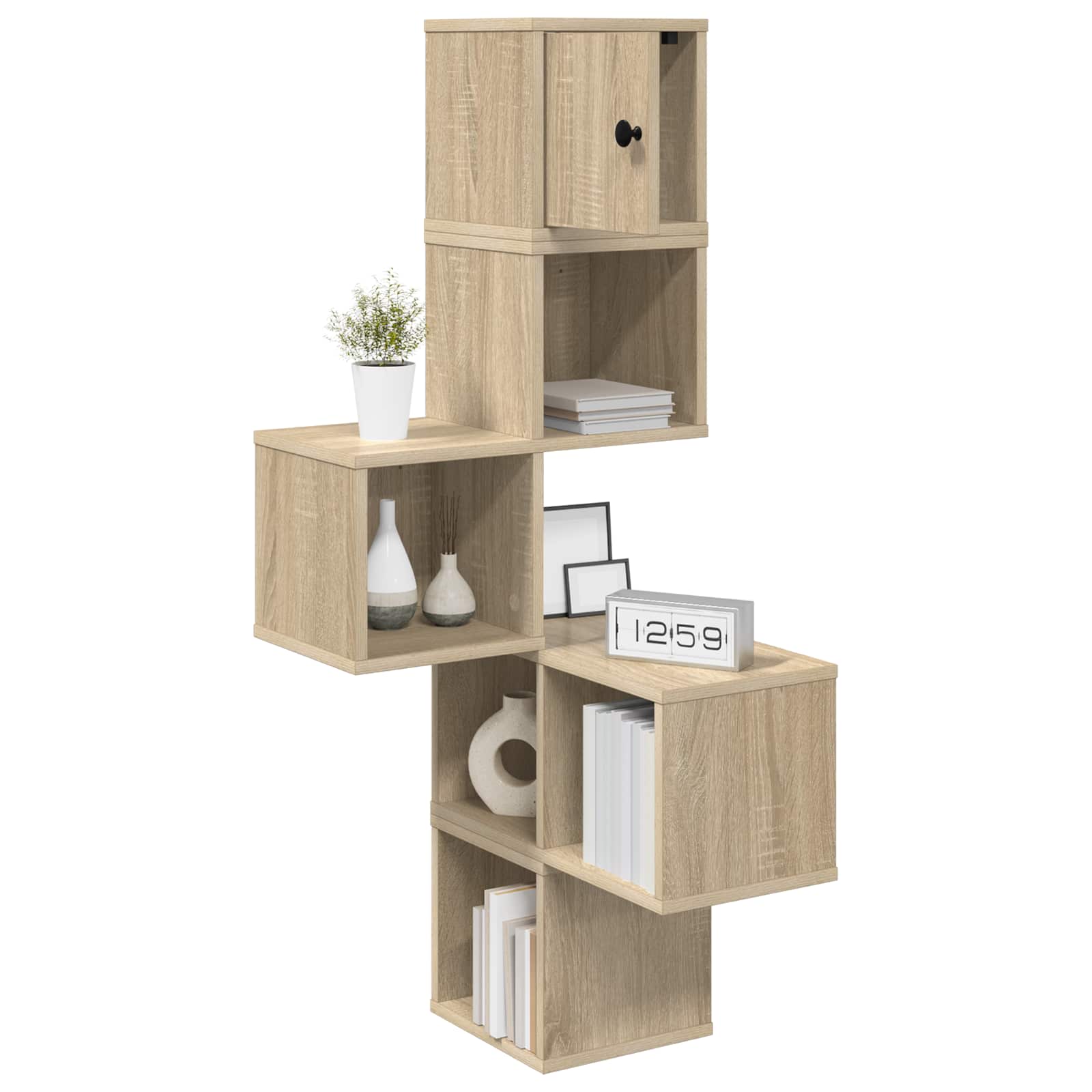 Corner Wall Shelf 7-Tier Sonoma Oak 120cm | Simpledeals