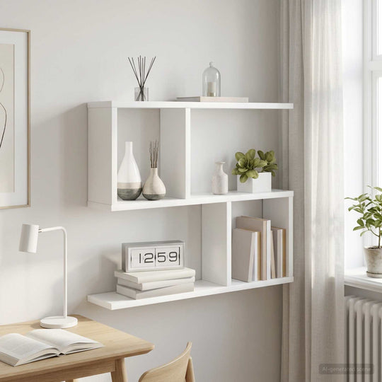 White Wall Shelf 4 Compartments 60cm | Simpledeals
