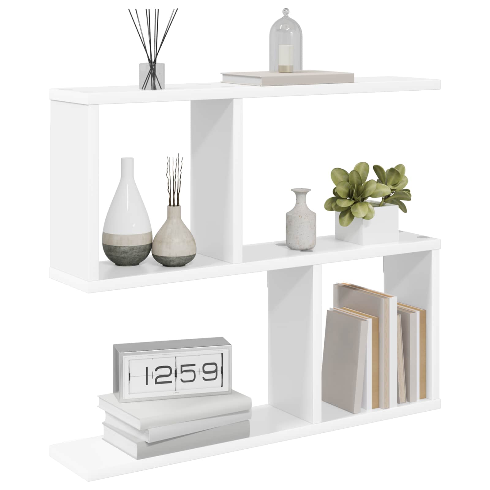 White Wall Shelf 4 Compartments 60cm | Simpledeals