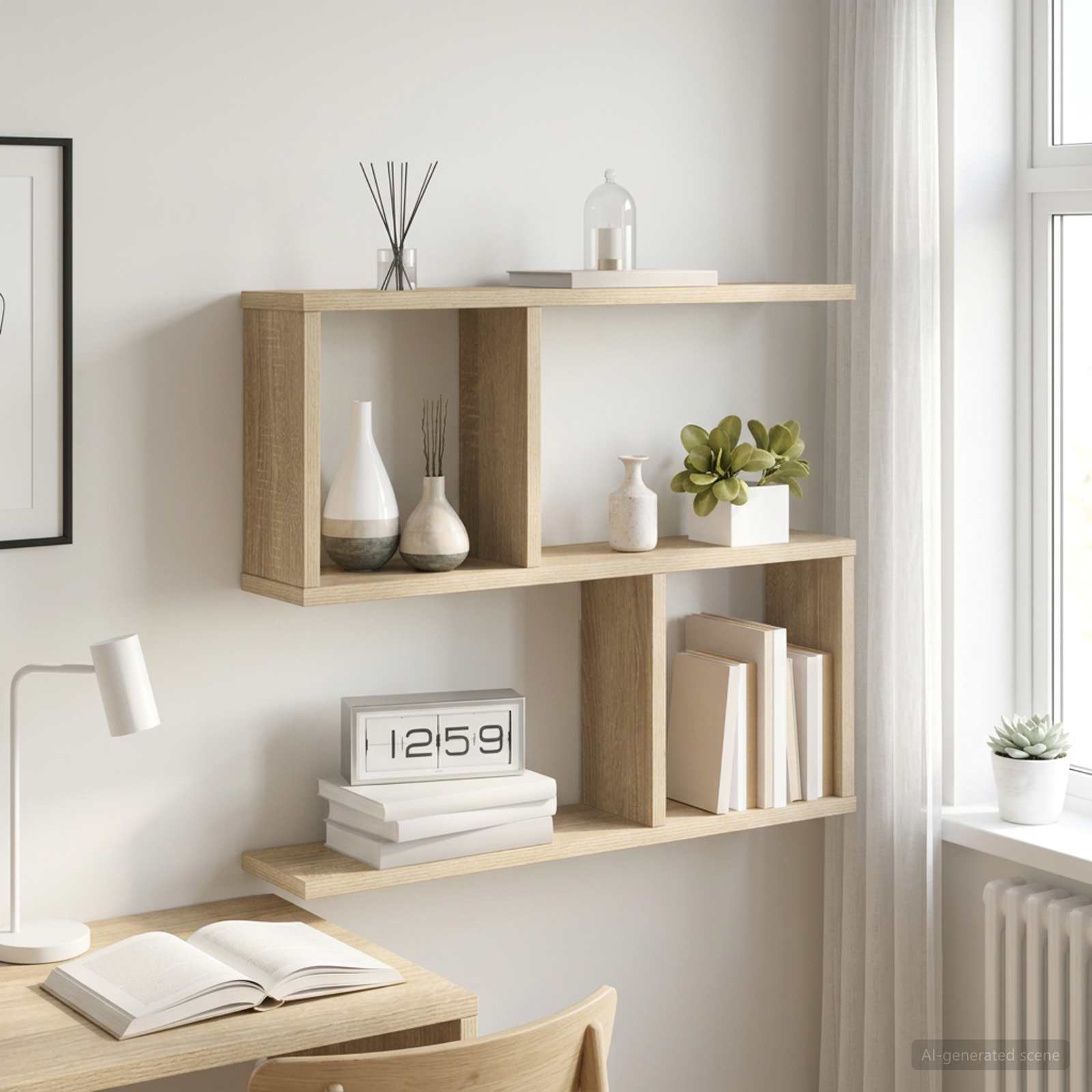 Wall Shelf Sonoma Oak 4 Compartments | Simpledeals