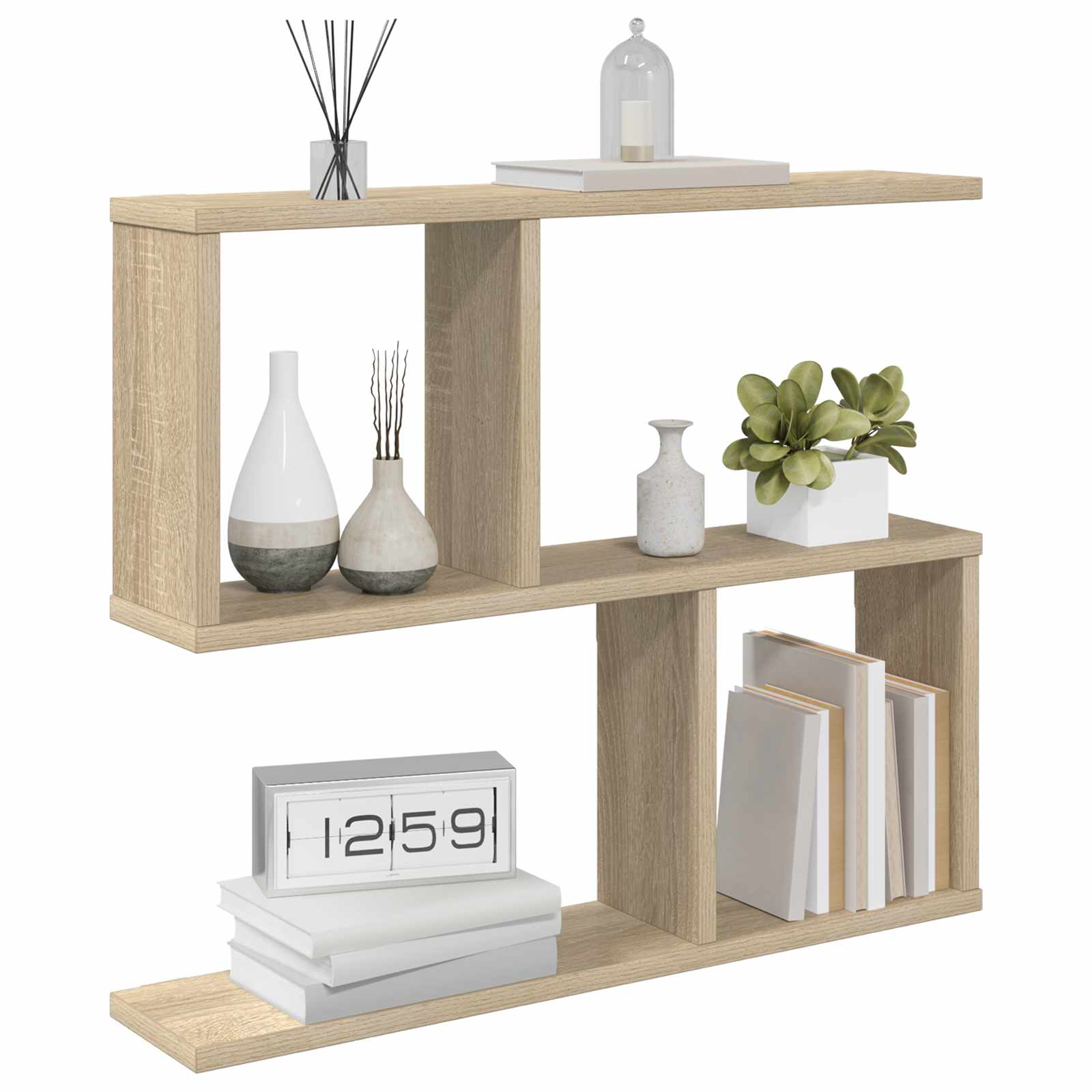Wall Shelf Sonoma Oak 4 Compartments | Simpledeals