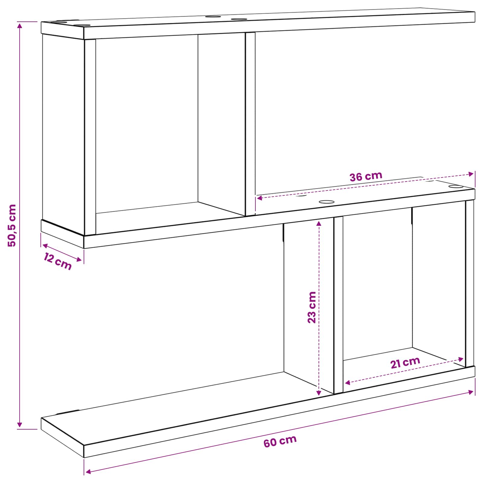 Wall Shelf Sonoma Oak 4 Compartments | Simpledeals