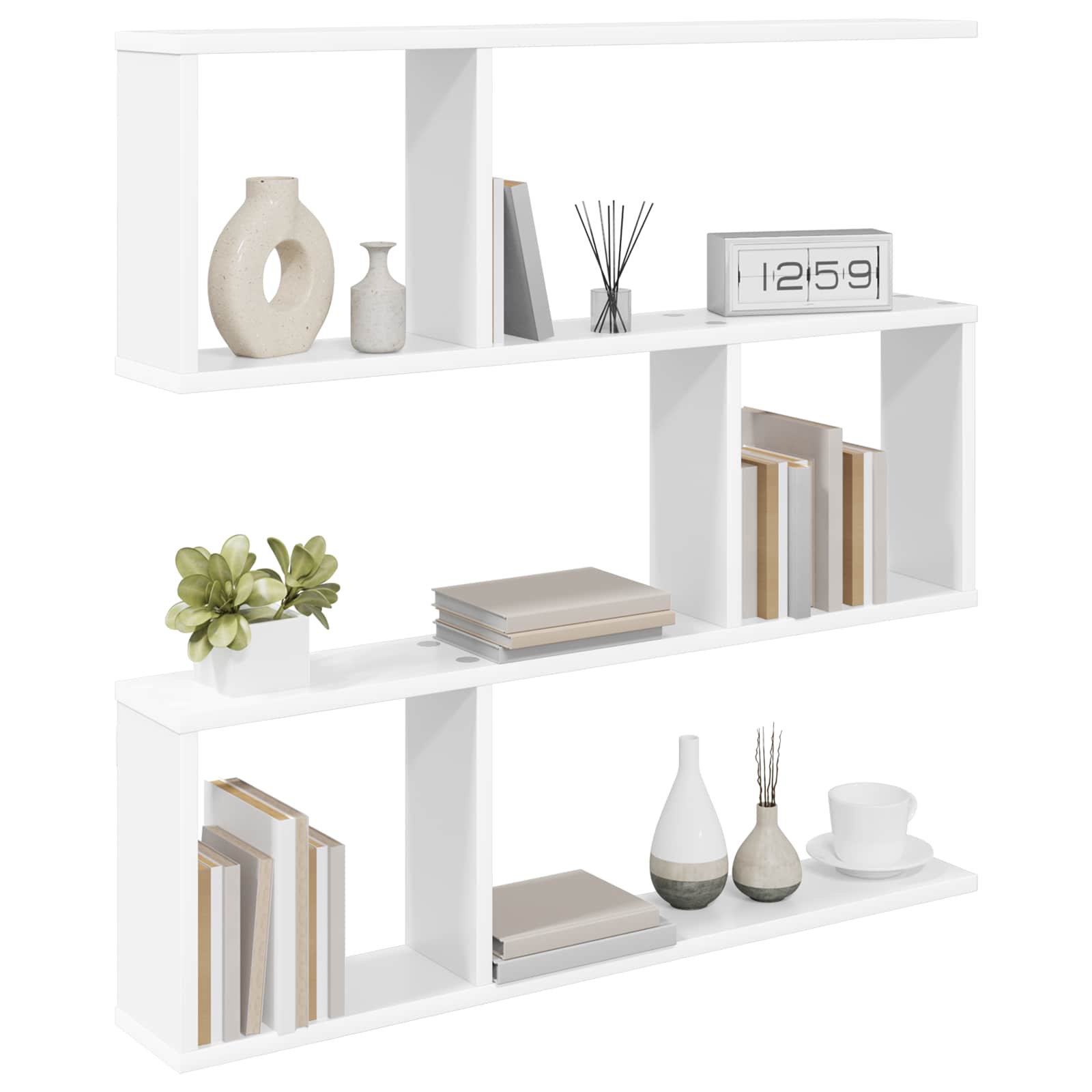 White Wall Shelf 6 Compartments 80cm | Simpledeals