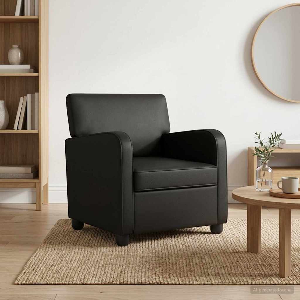 Black Faux Leather Armchair 70x79x78cm