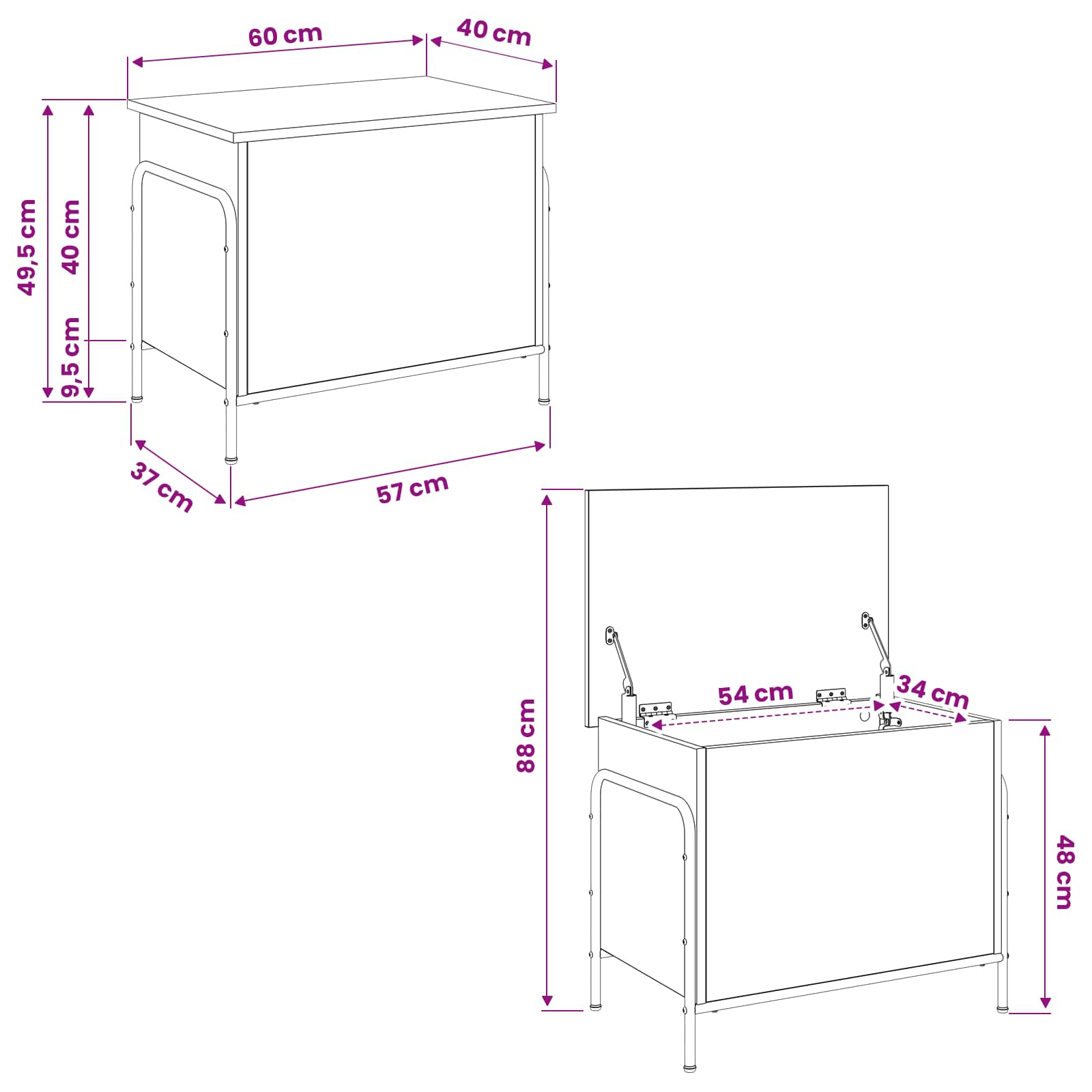 Storage Box Oak Finish 80x40x49.5cm