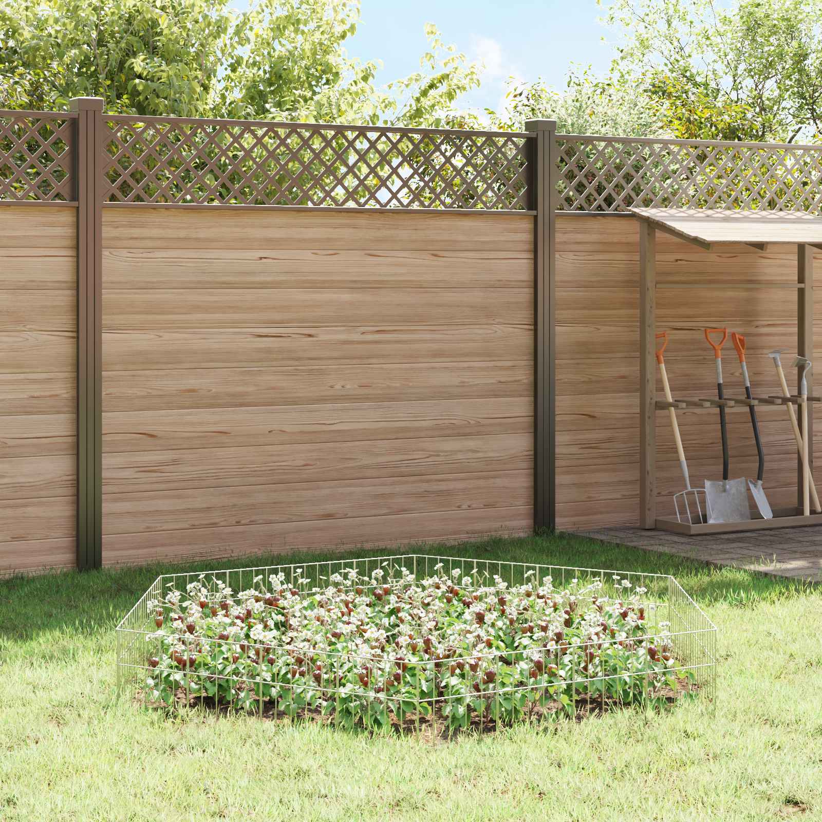 Galvanised Steel Garden Fence Panels 12pc | Simpledeals