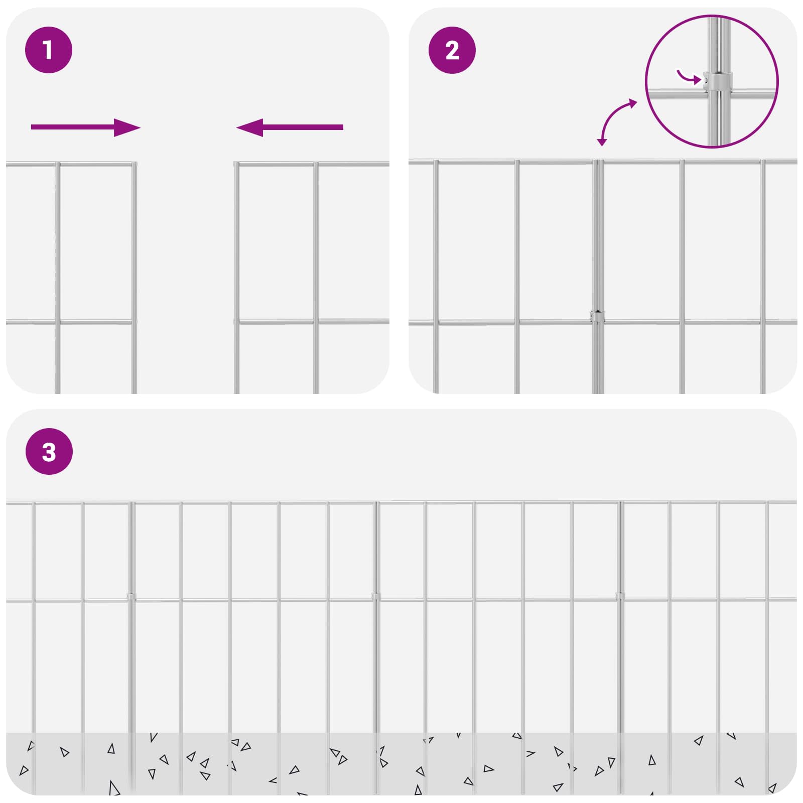 Galvanised Steel Garden Fence Panels 24pc | Simpledeals