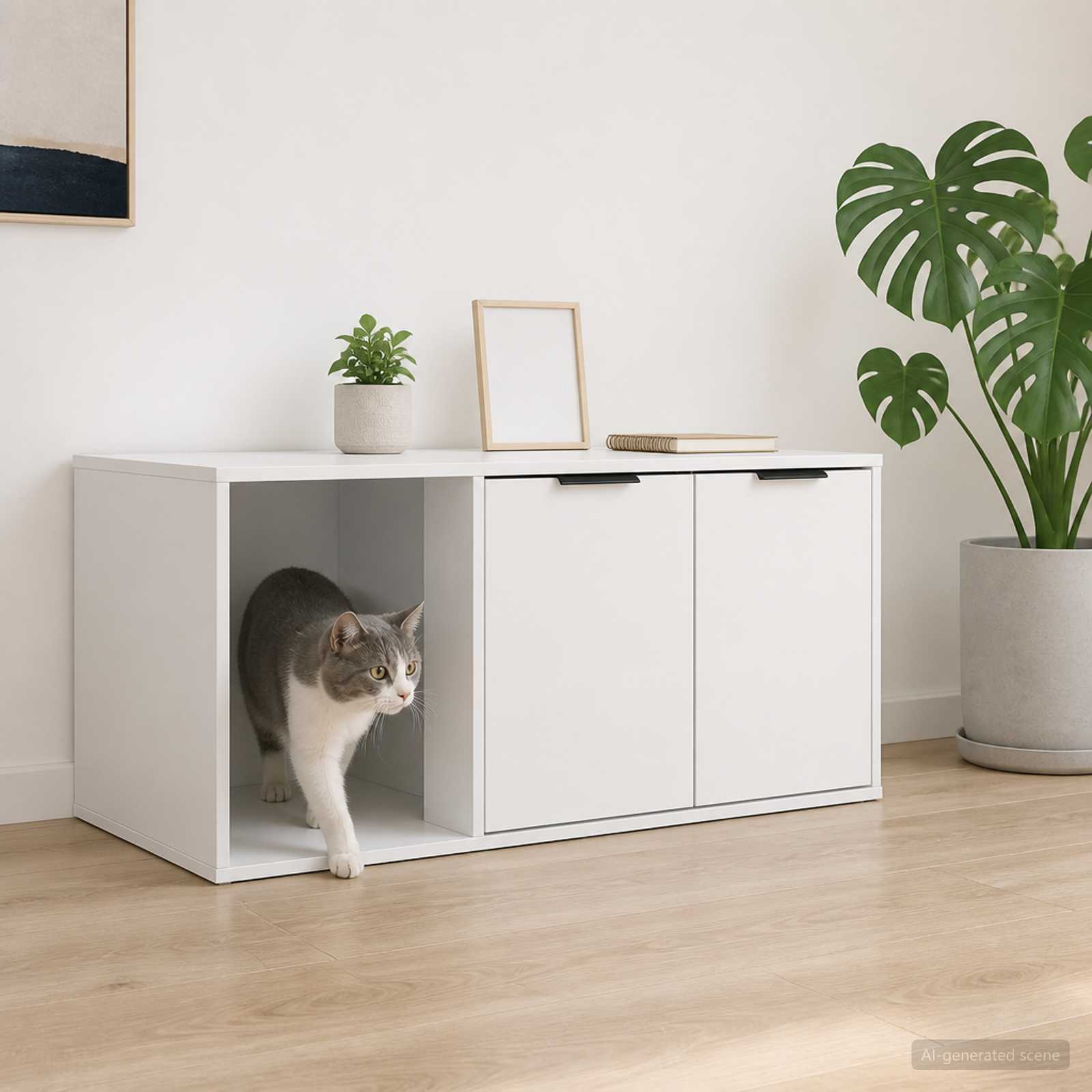 Cat Crate Furniture White Wood 100x49x45cm