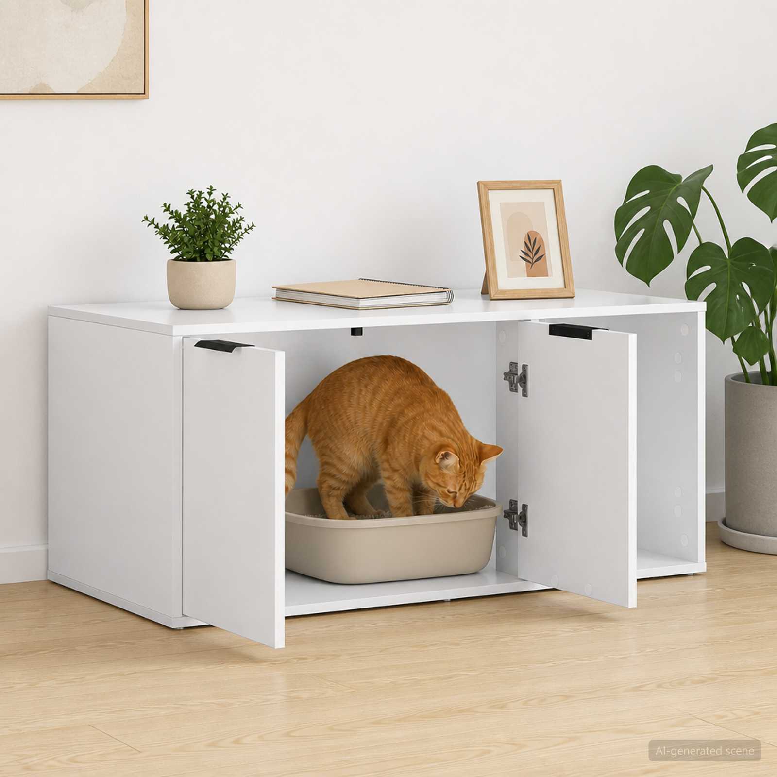Cat Crate Furniture White Wood 100x49x45cm