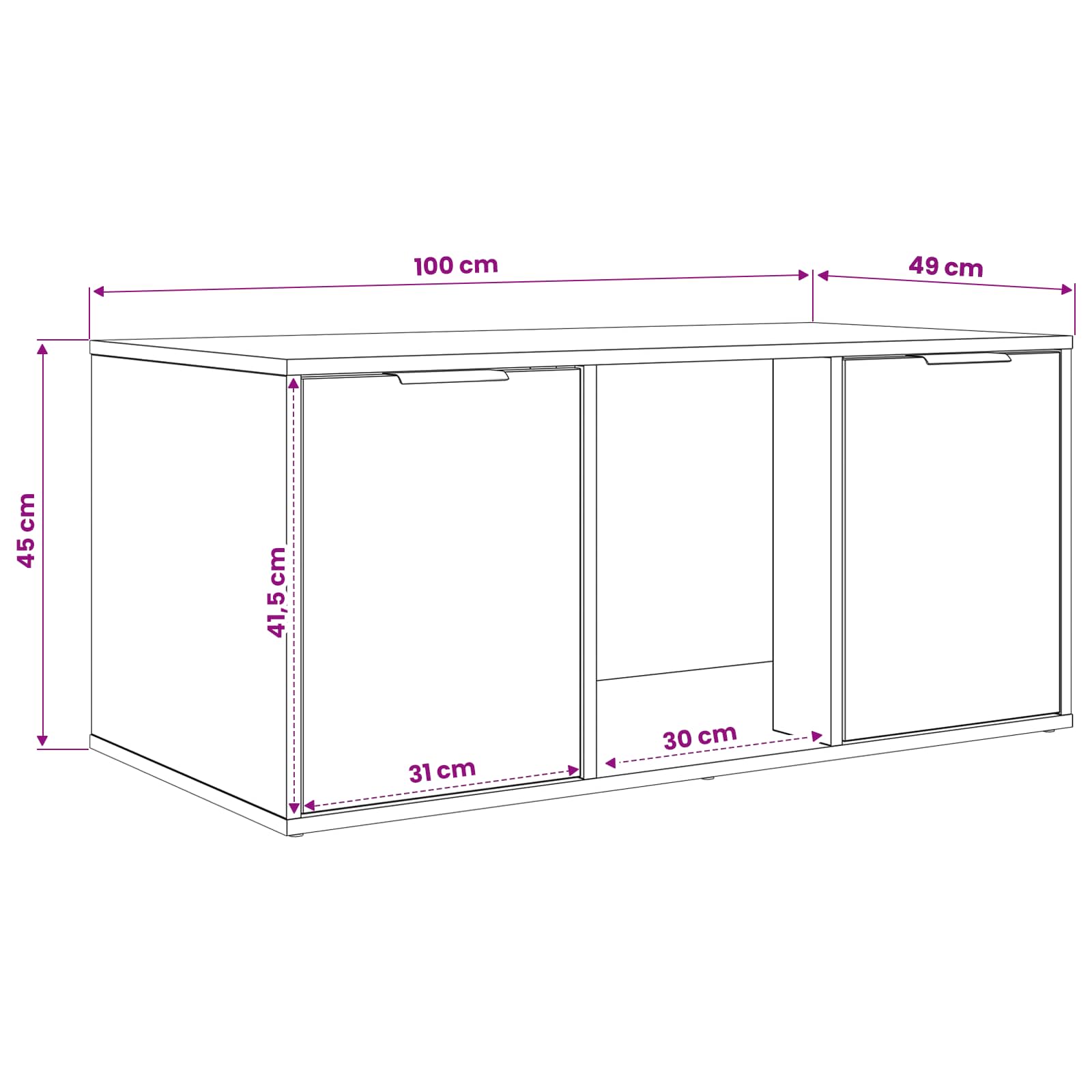 Cat Crate Furniture Oak 100x49x45cm