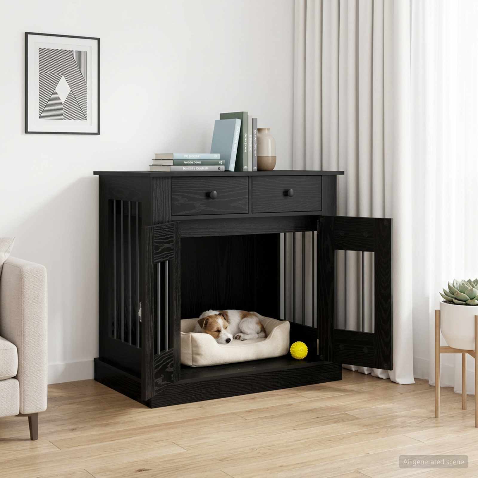 Dog Crate Furniture Black Oak 80x47.5x80cm
