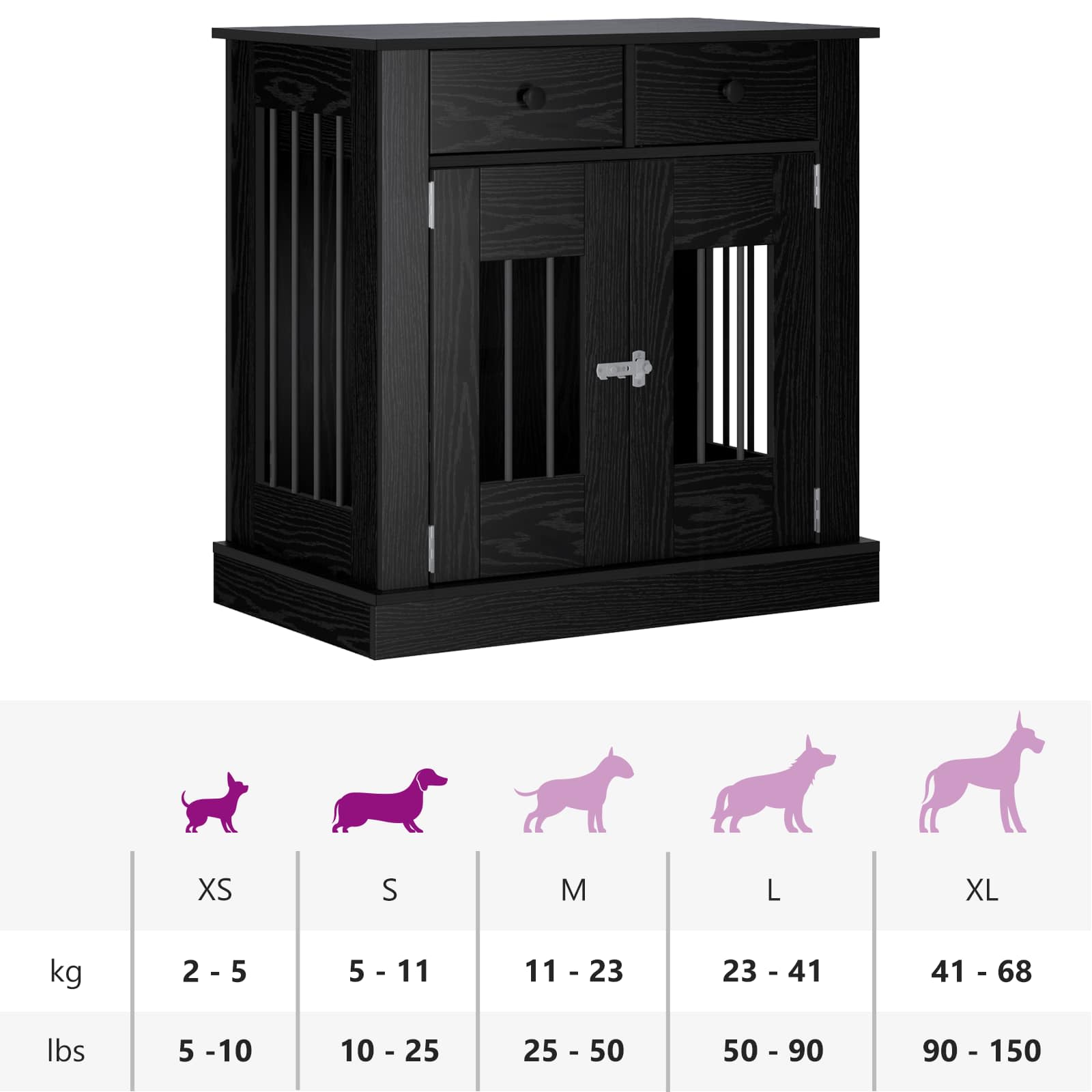 Dog Crate Furniture Black Oak 80x47.5x80cm