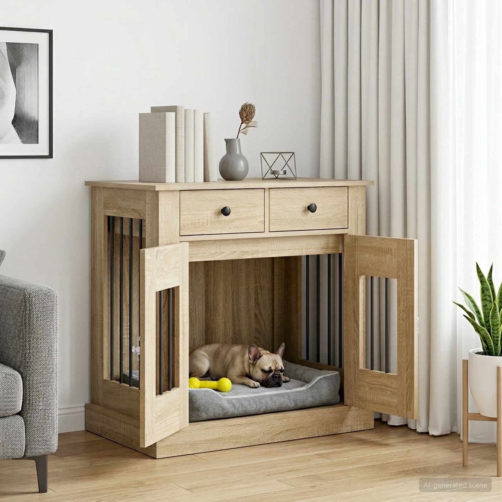 Dog Crate Furniture Oak 80x47.5x80cm
