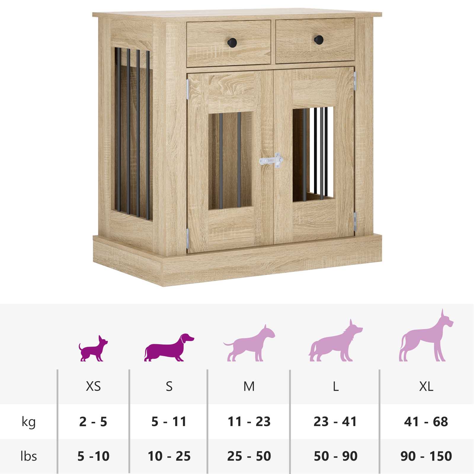 Dog Crate Furniture Oak 80x47.5x80cm