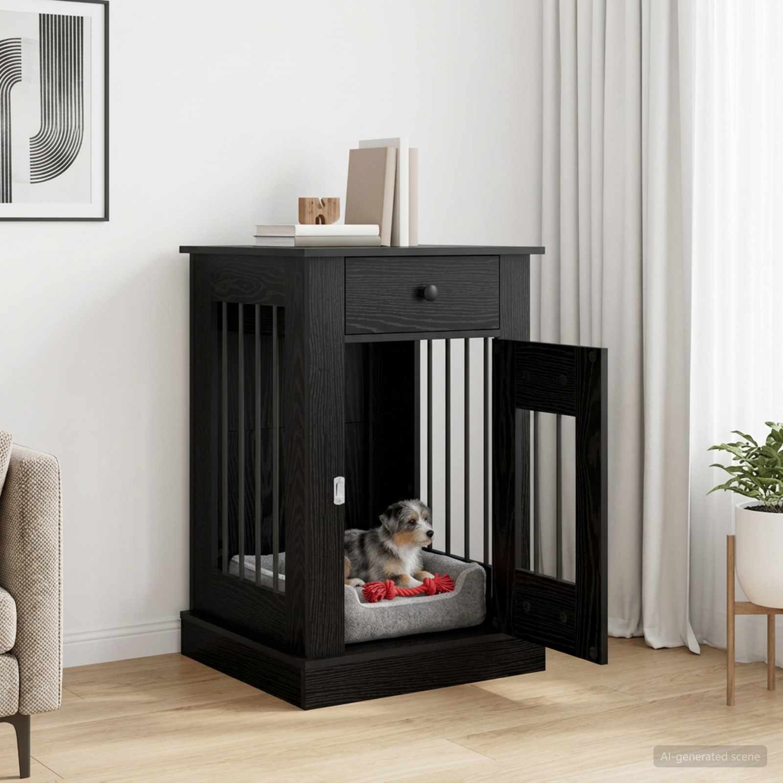 Dog Crate Furniture Black Oak 50x47.5x80cm