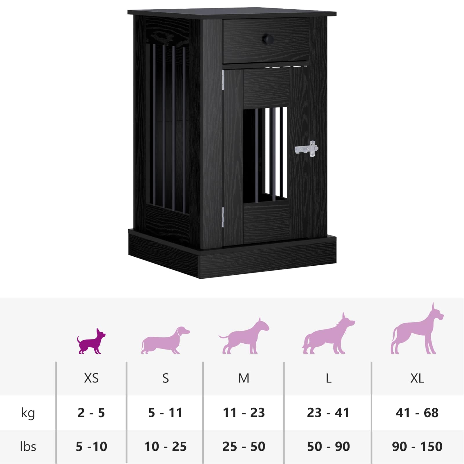 Dog Crate Furniture Black Oak 50x47.5x80cm