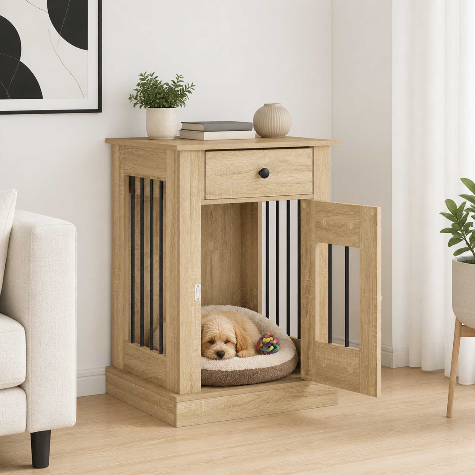 Dog Crate Furniture Oak 50x47.5x80cm