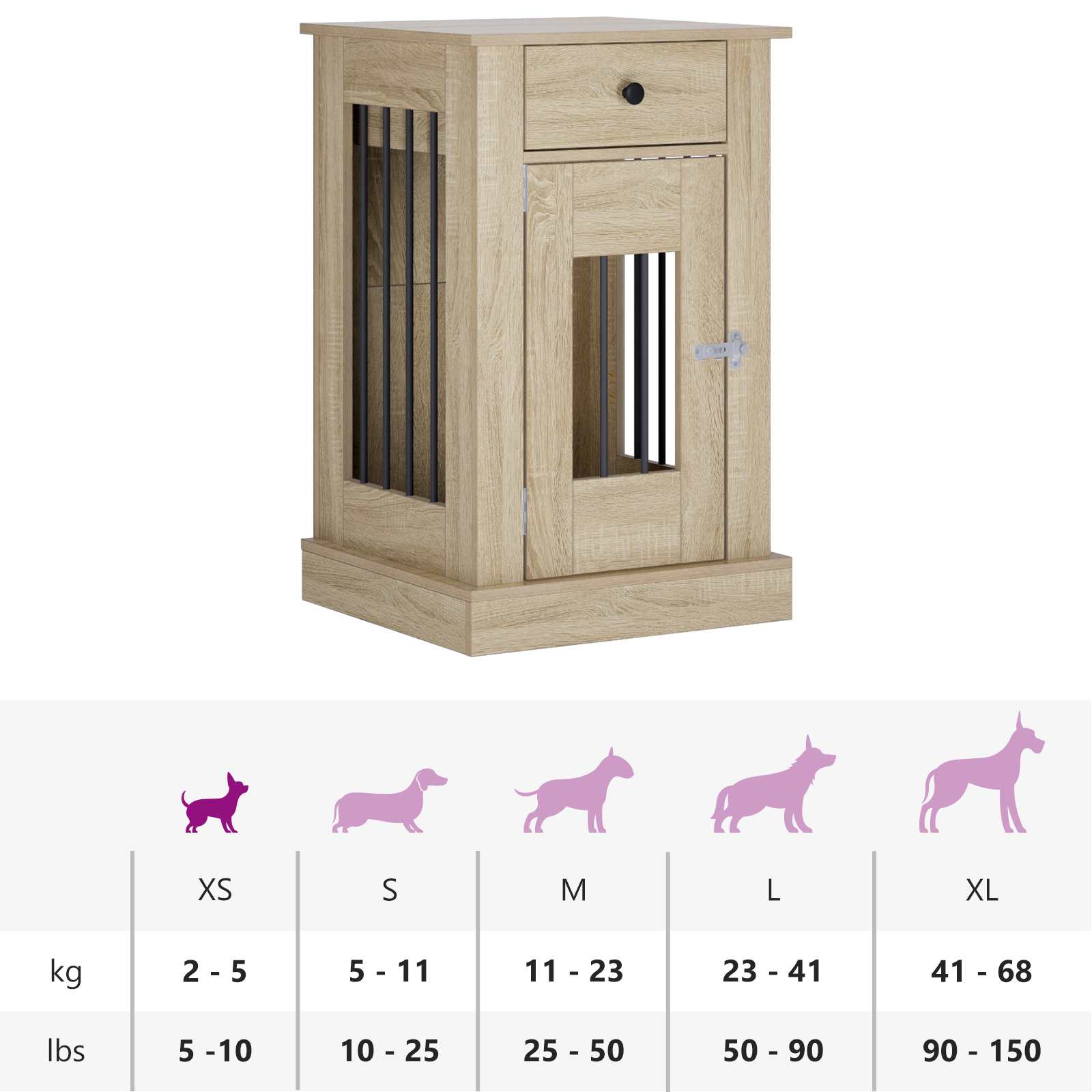Dog Crate Furniture Oak 50x47.5x80cm