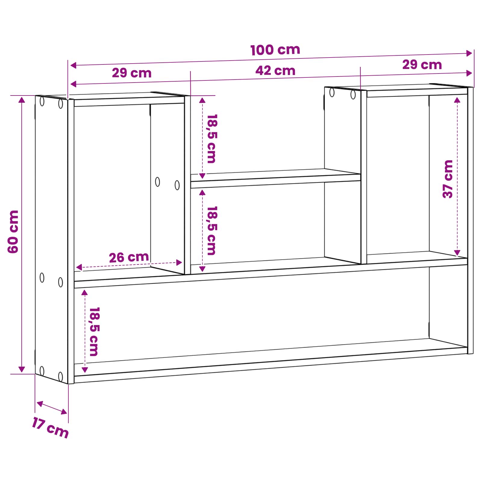 Wall Shelf White Engineered 100x17x60cm