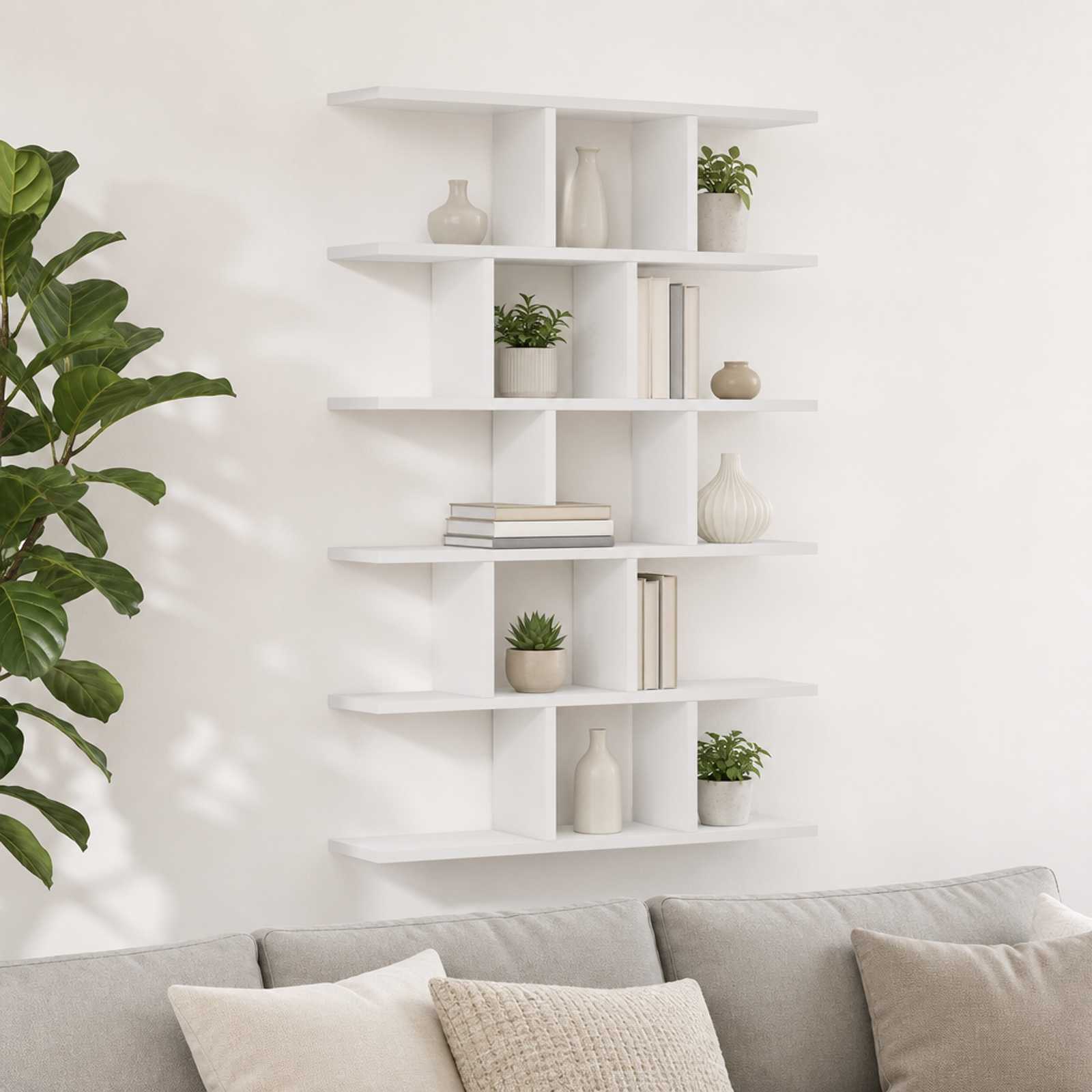 White Wall Shelf Engineered Wood 70x17x101cm