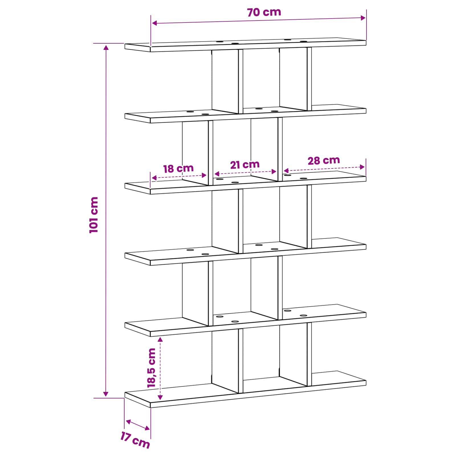 White Wall Shelf Engineered Wood 70x17x101cm