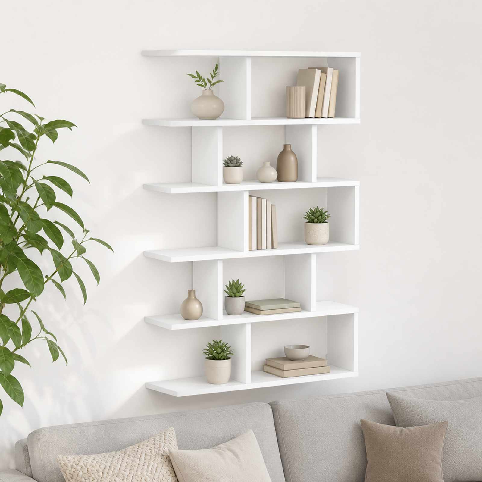 Wall Shelf White Engineered 70x17x101cm